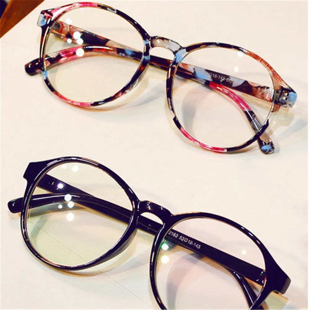 2022women Men Retro Round Transparent Lens Glasses Plastic Frame