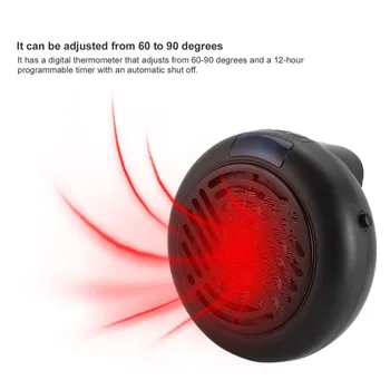 

900w Mini Warm Air Blower Wall-outlet Portable Heater Auto Shut-off Compact And Powerful Digital Led Screen EU/US Plug
