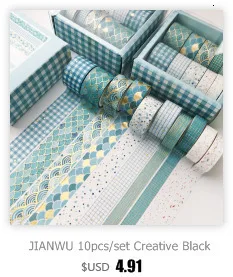 JIANWU 8pcs/set Retro Solid Color Basic Decoration Washi Tape Set DIY Scrapbook Cute Sticker Kawaii Masking Tape School Supplies