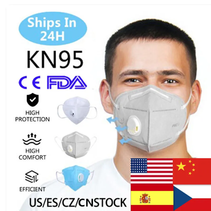 

1/5/10/20pcs KN95 Valve Mask 5 Layer Flu Anti Fog Protective Masks Respirator Safety Face Mask