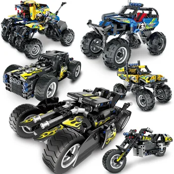 

Boys Science and Technology Machinery Team pull-back vehicle Car Motorcycle Vintage car Jeep Model Children's Assembly Toys M
