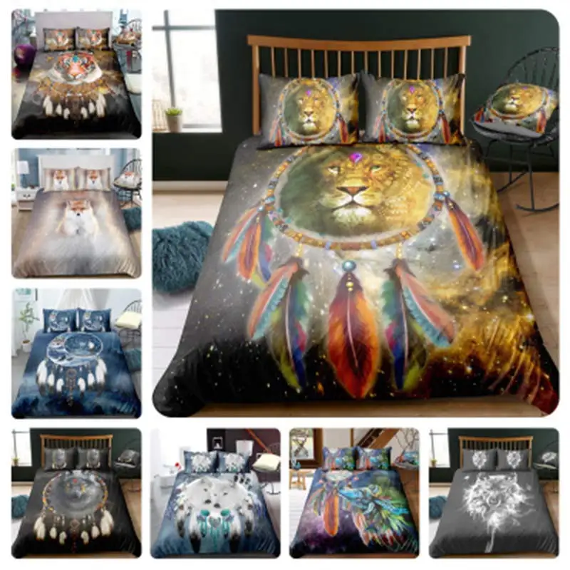 

3Pcs 3D Animal Wolf Dreamnet Bedding Set 140x210cm/180x210c/172x218cm/135x200cm/200x229cm Quilt Cover Comforter Bedding Sets