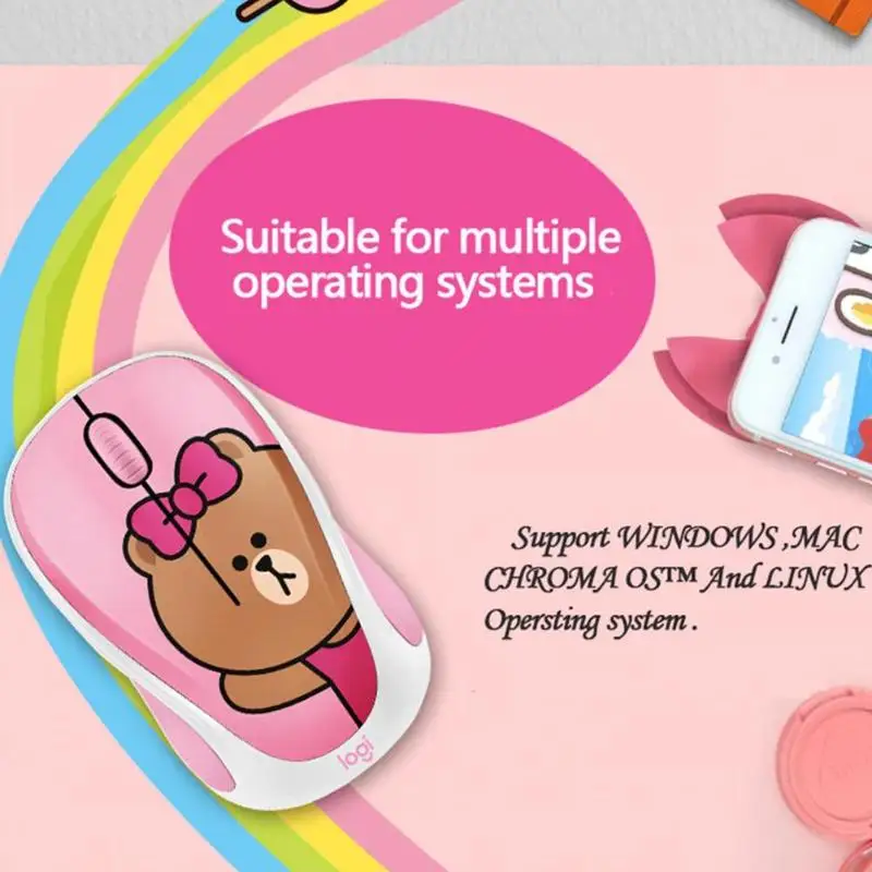 Lotech LINE FRIENDS беспроводная мышь мини USB милый мультфильм Примечания мышь подарок для пары девушка офисная игровая мышь для ноутбука