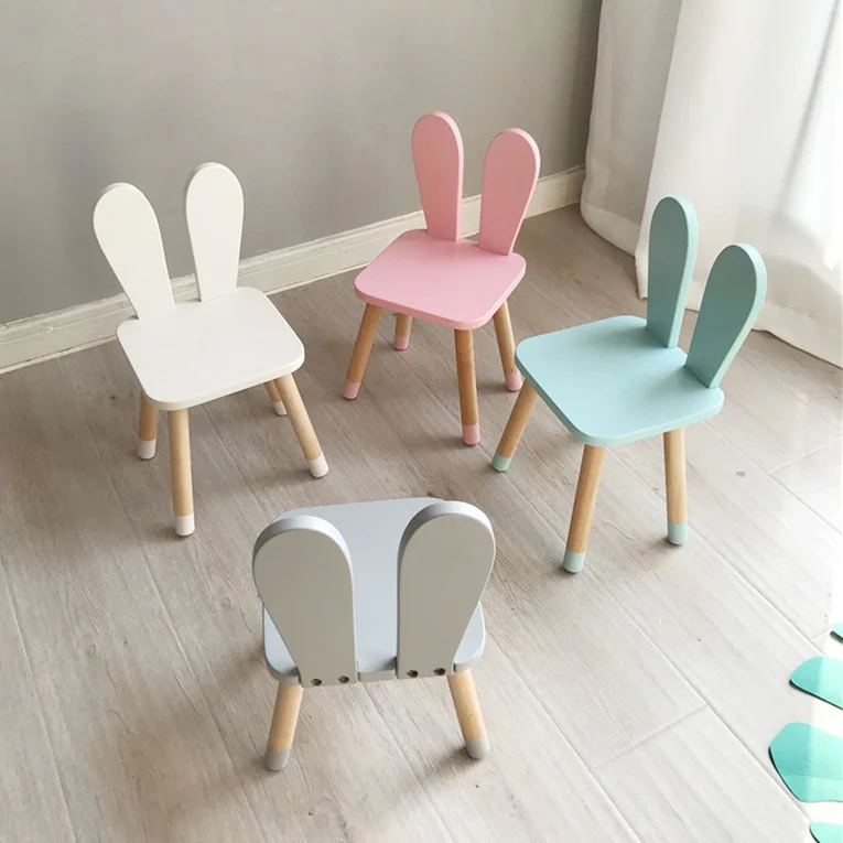 Hot Nordic style wood desk chair for kids cute children furniture high quality beech wood kids room furniture rabbit ear design Hot Nordic style wood desk chair for kids cute children furniture high quality beech wood kids room furniture rabbit ear design