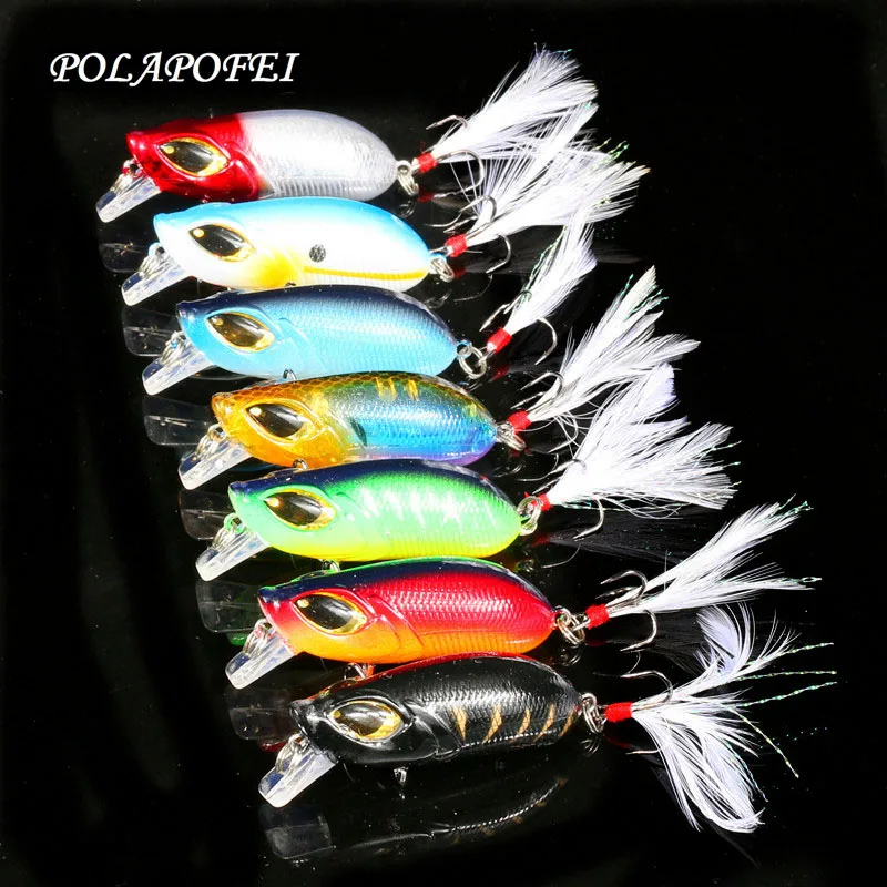 7 шт. воблер рыболовная приманка 5 см 8g Crankbait черный Минноу щука лосося