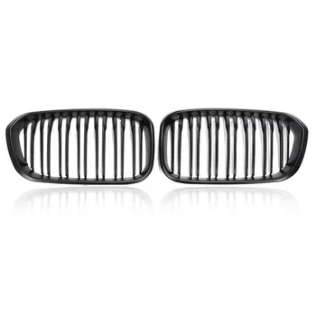 

New For BMW F20 F21 1 Series 2015 2016 2017 1 Pair Gloss Matt Black Double Slat Line M Color Front Racing Grille Kidney Grille