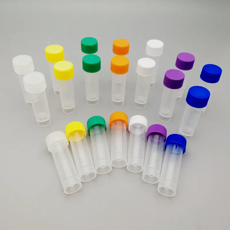 

Lab 5ml Plastic Screw Mouth Freeze Pipe with Leakproof Washer,Transparent Cryovial with Scale,Reagent/Ink Storage Tube