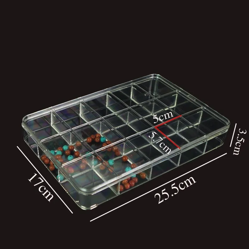 6/12/16/18/24 Grid Jewelry Storage Box Transparent Acrylic Plate Jewelry Display Box Loose Beads Storage Box 3