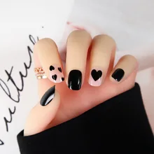 Элегантное сердце для девушек, летнее студенческое короткое готовое изделие, накладные ногти, пластырь для маникюра, пригодный для носки, наконечник для ногтей, разборка, Douyin