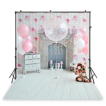 

HUAYI modern house backdrop with balloons background for taking photos of girl birthday party filming photo photographyXT- 6680