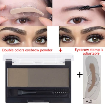 

5 Colors Eyebrow Stamp With Adjustable Eyebrow Shape Stencil Natural Arched Makeup Brow Stamps Powder Pallette Brow Enhancers