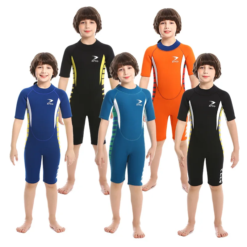 Гидрокостюм солнцезащитный костюм для мальчиков 2,5 мм, костюм для серфинга, детский неопреновый комбинезон, короткий костюм для подводного плавания