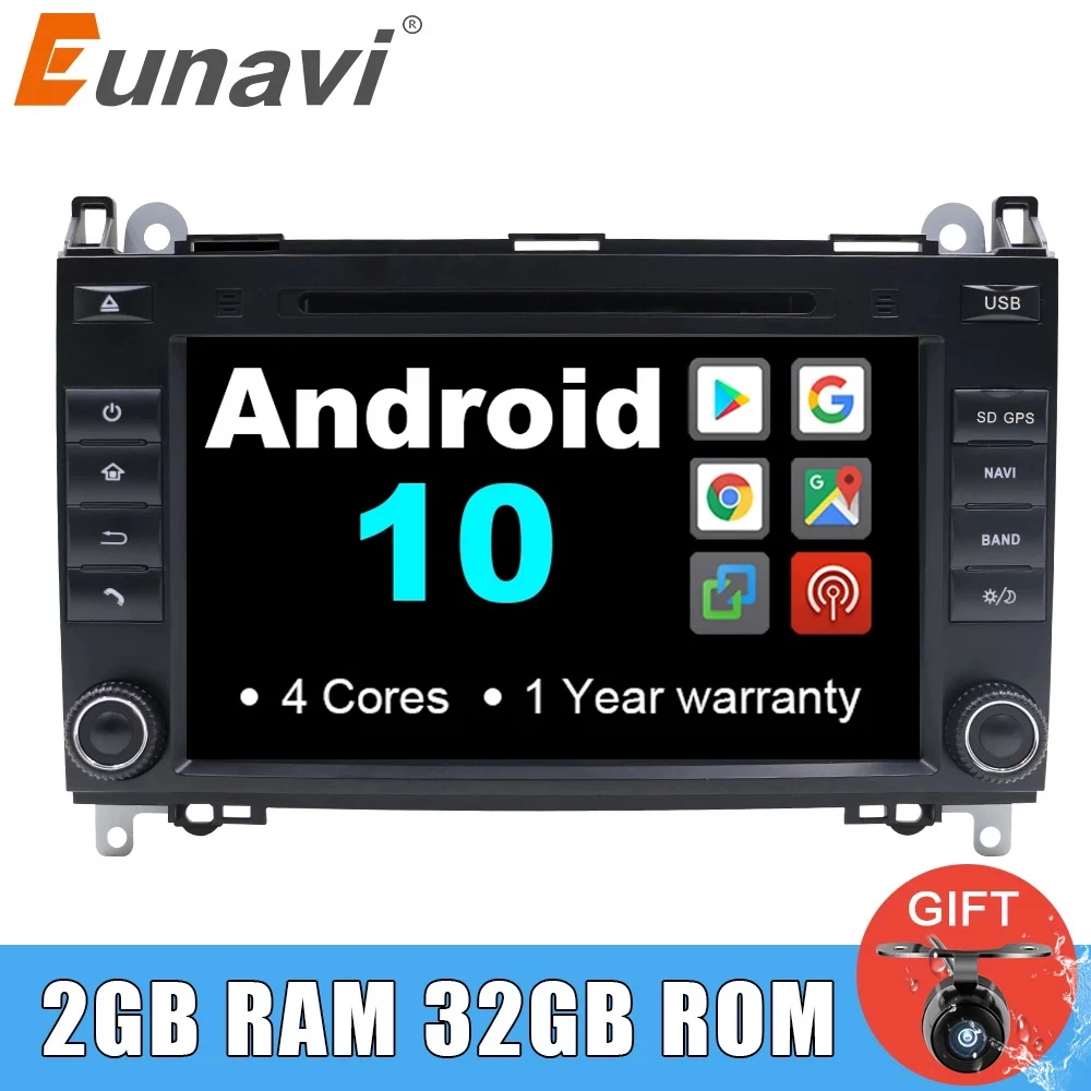 Eunavi 2 din Android 10 Авторадио автомобильный DVD радио gps для Mercedes Benz B200 A B Class W169 W245 Viano Vito