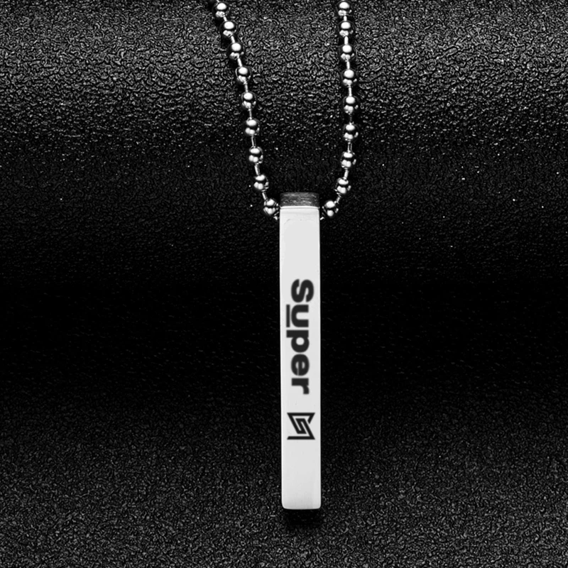 Kpop SuperM Pendant Necklace Round Strand EXO NCT 127 Stainless Steel Necklace Fans Gifts