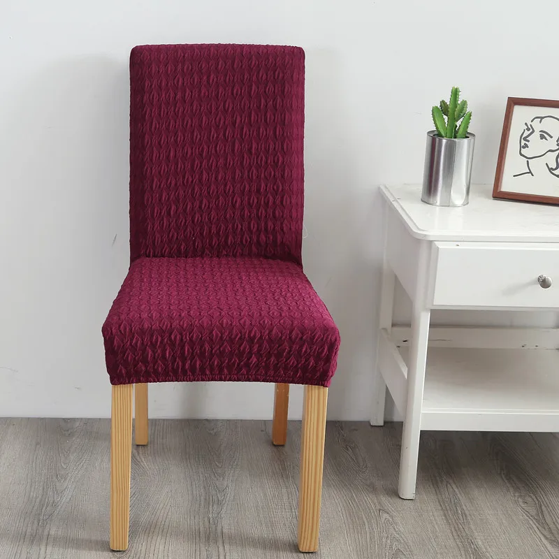 wine red Однотонный чехол для кресла спандекс для столовой Свадебные офисные банкетные стулья чехлы кухонные эластичные чехлы на кресла - Цвет: wine red
