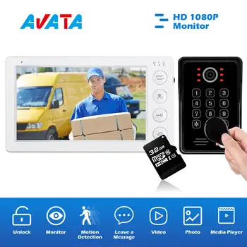 

7 Inch Video Doorbell for Home Security HD 1080P Support Motion Detection Monitoring Record 2-way Audio RFID and Password Unlock