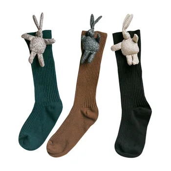 

Kids Girls Socks Knee High Autumn Spring with Rabbit Toy Cotton Socks Kid Princess Girls Baby Leg Warmers WMS032