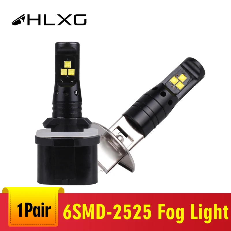 Hlxg светодиодный светильник постоянного тока 12-24 В 6SMD-2525 H1 H3 881 880 светодиодный светильник с низким энергопотреблением, сигнальная лампа, противотуманный светильник, автомобильный светильник