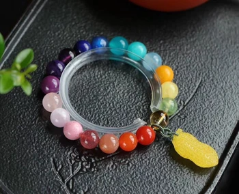 

10mm Natural Different Mixed Stone Lapis Rose Quartz Amber Amazonite Kyanite Beads Round Bracelet Rainbow Peanut Pendant AAAAA