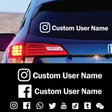 Instagram nome de usuário personalizado adesivo de carro decalques de vinil da motocicleta adesivos de carro facebook pinterest youtube snapchat pegatinas coche