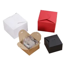 

10pcs Square Kraft Paper Box Christmas Party Birthday Wedding Favor Boxes Biscuit Candy Chocolate Packaging Gift Box