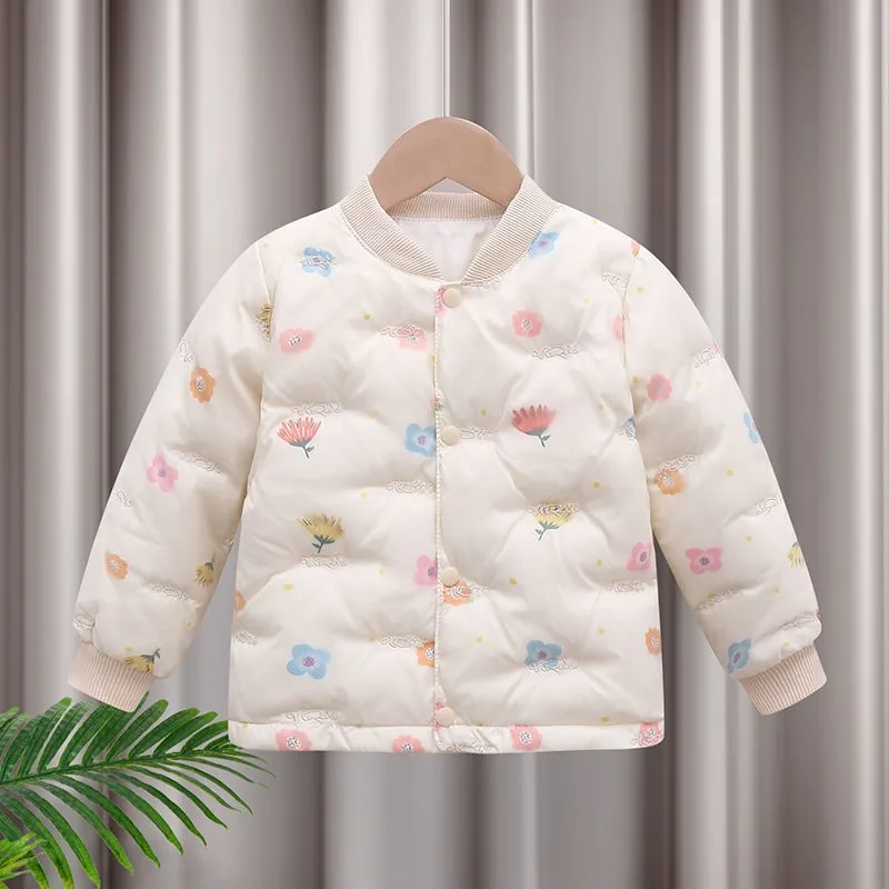 

White Duck Down Children's Down Liner Baby Girls Boys Clothes Infant Female Thin Thick Winter Cartoon Printing Down Jacket
