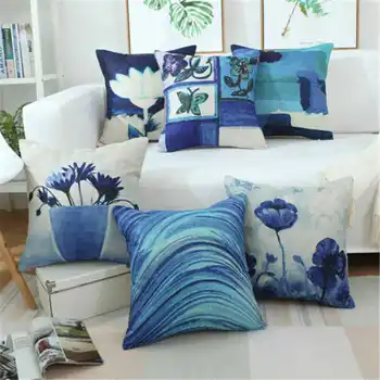 

Chinese Style Ink Painting Flower Pillowcase Cotton Linen For Throw Pillow Covers Home Printed