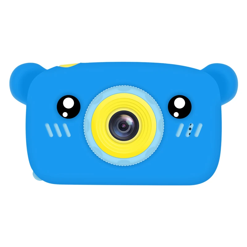 Blue bear Детский мини-Камера 1080P Портативный цифрового видео фото 2 дюймов Дисплей для детей рисунок из мультфильма; креативное развивающие фотографии обучение - Цвет: Blue bear