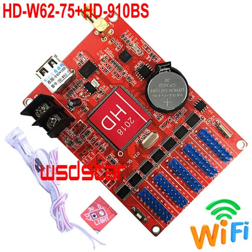 HD-W62-75+ HD-910BS датчик яркости 640*160 5* HUB75 интерфейс передачи данных Перемычка RGB семь цветов светодиодный дисплей wifi контрольная карта