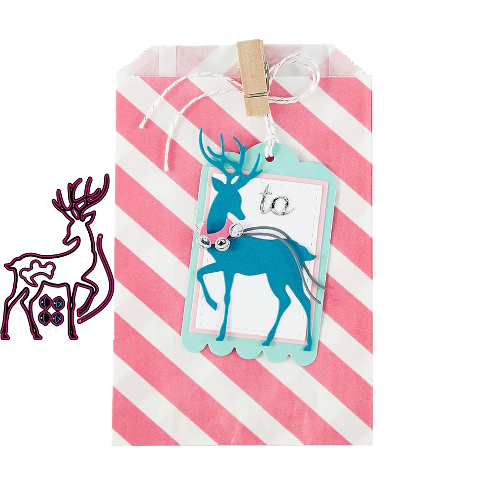 

Christmas prancing deer Metal Cutting Dies Stencil Scrapbooking Embossing New Christmas Craft Stamps And Dies