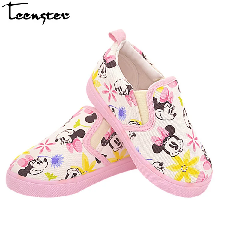 

Teenster Kids Shoes for Girl Cartoon Bow Minnie Mouse Printed Toddler Girls Soft Sole Canvas Shoe Baby Kids Shoes Sneakers