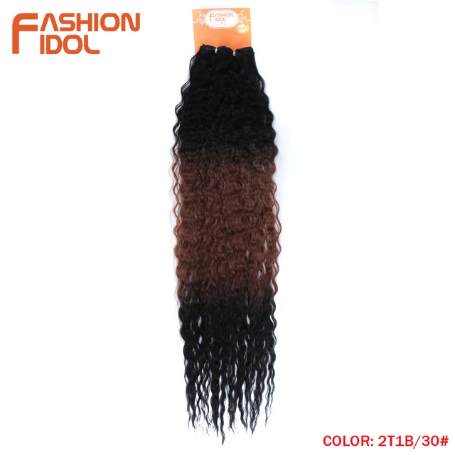 FASHION IDOL Loose Deep Wave Hair Bundles Extensions Ombre Hair Bundles 28-32Inch 120g Super Long Hair Synthetic Curly Wave Hair 2T1B-30