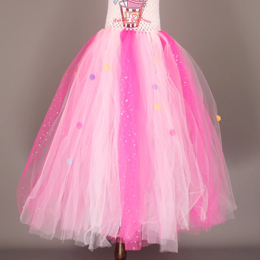 Ice Cream Sweet Candy Girls Tutu Dress with Hair Bows Kids Birthday Tutu Costume Pageant Princess Gown Dress Lollipop Dress (11)