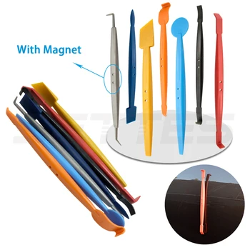 

7PCS Carbon Fiber Film Vinyl Wrap Car Tools Micro Magnetic Squeegee Scraper Set car Wrapping Magnet Stick Tool window tint