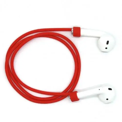 Прочный браслет из мягкого силикона с шейным ремешком, с защитой от потери, шнур для наушников Apple Air-Pods Bluetooth, легко устанавливается - Цвет: Красный