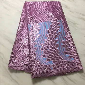 

Latest nigerian Net Lace Fabrics 2020 High Quality African French Tulle Lace Fabrics with Sequins for nigerian Wedding Party