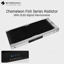 Barrowch FBCFRX-240 kameleon Fish modułowy grzejnik 240mm z wyświetlaczem OLED akrylowy/POM moduł wlotowy odpowiedni do wentylatora 120mm