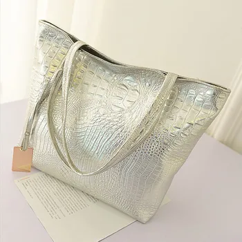 

2020 New Tote Bag Large Capacity Single Shoulder Portable Crocodile Pattern Bag Fashion European and American Female Bag