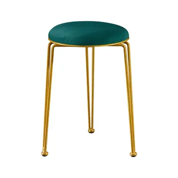 

Nordic Light Luxury Home Shoe Change Small Round Stool Metal Frame Girl Net Red Dressing High Elastic Sponge Dirt Resistant