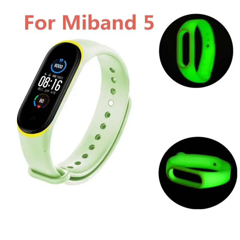 Двухцветный светящийся браслет для Xiaomi Mi Band 5 сменный ремешок ночного света