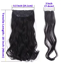 Fish Line with Clip in Hair Extensions Natural Hair Pieces Real Hair Extensions Fish Line 24 inch Synthetic Flip in Hair Wavy