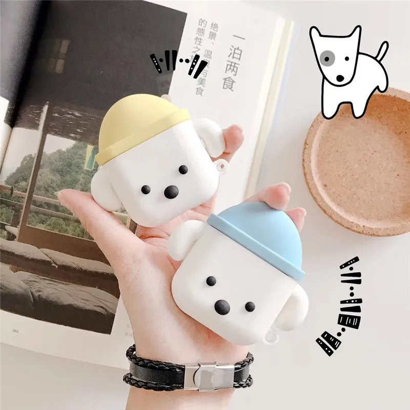 

For AirPod 2 Case 3D Hat Lovely Dog Cartoon Soft Silicone Wireless Earphone Cases For Apple Airpods Case Cute Cover Funda