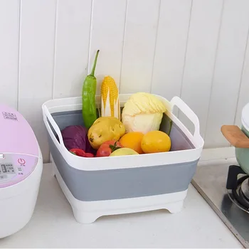 

Creative Foldable Bucket Washbasin Fruit and Vegetable Cleaning Basket Kitchen Portable Storage Basket Washing Vegetable Basket