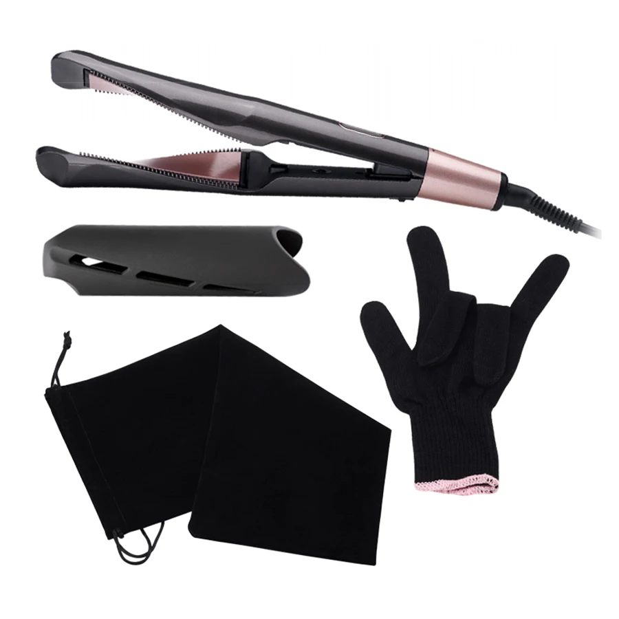 Hb1760576a0bc46f1a4e8fac4583e227bD Professional Flat Iron LED Hair Straightener Twisted Plate 2 in 1 Ceramic Curling Iron Heated hair curler for All Hair Types