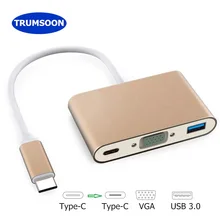 Trumsoon USB-C USB 3,1 type C для VGA USB3.0 USB-C type C конвертер адаптер для нового Macbook Chromebook samsung S8 9 huawei P20