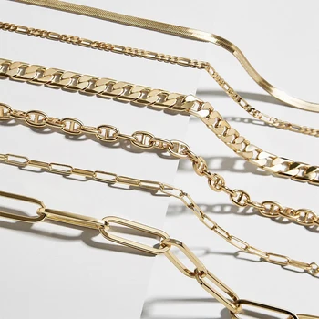 

New Fashion Multi-style Snake Chain Necklace for Women Classic Gold Metal Thick Link Chain Choker Necklace Party Jewelry Gift