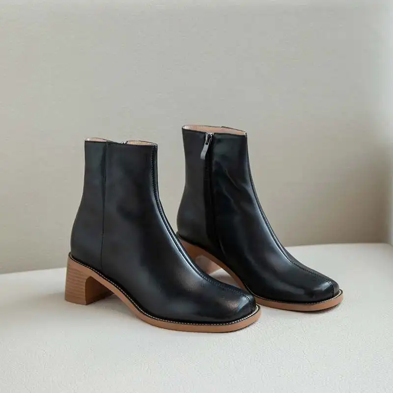 Skup Krazing pot 2019 prawdziwej skóry kwadratowych toe streetwear wysokie obcasy zima utrzymać ciepłe zamek brytyjska szkoła Chelsea kostki buty l01