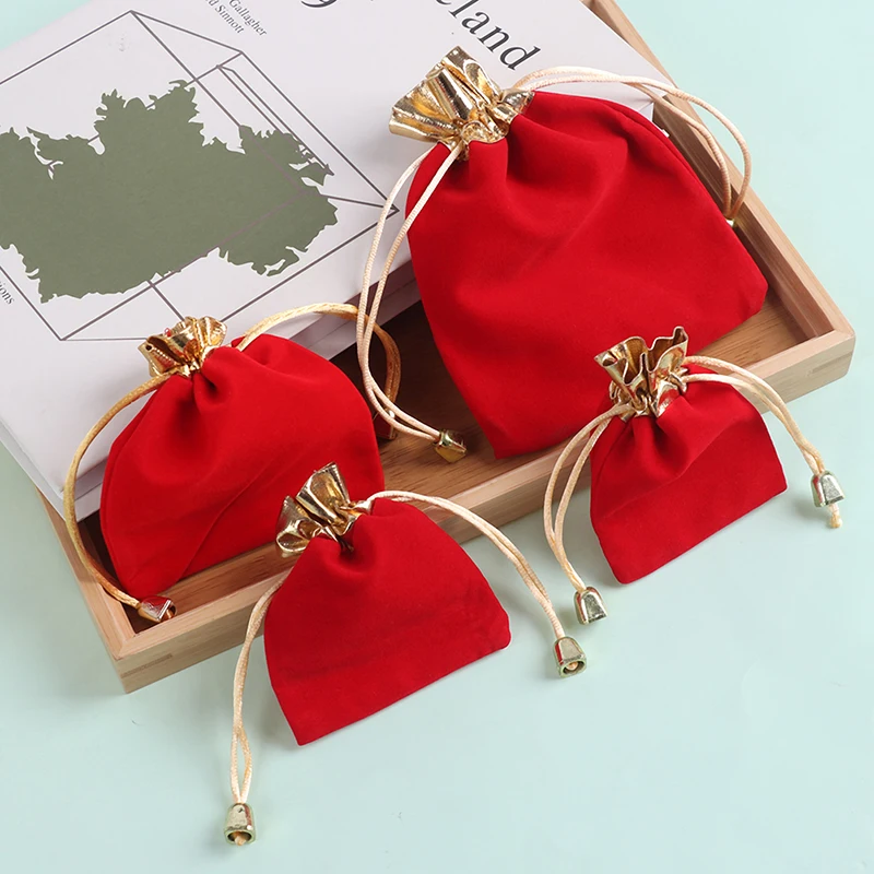 1Pc Lint Bag Flannelette Jewlery Pouches Motarium Cotton Flannel Gilt-edged Bag