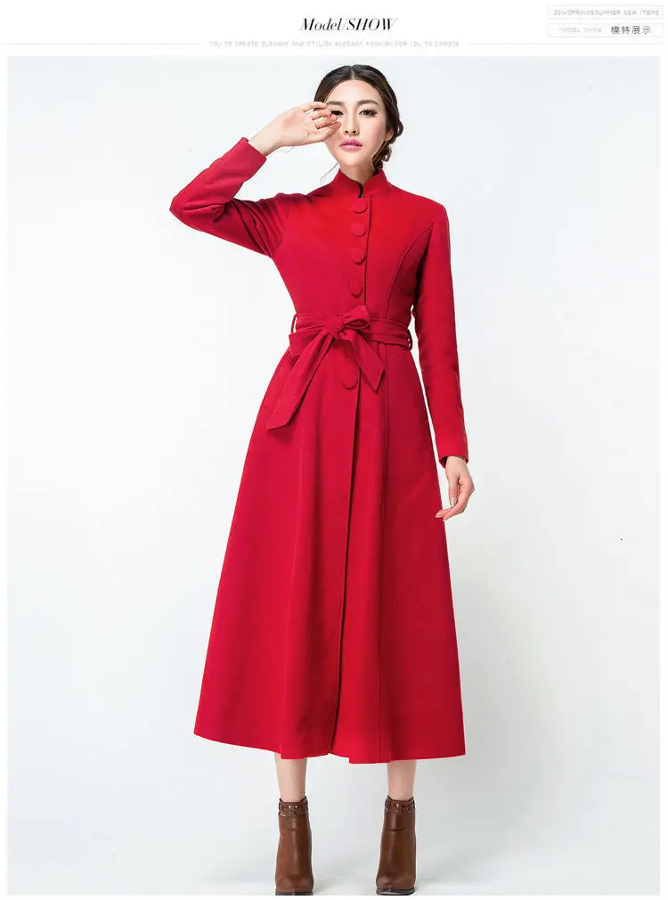 Fashion Autumn Winter Mandarin Collar Women Trench Coats Ladies Slim Fit Long Sleeve Belted Outwear With Pockets Manteau Femme