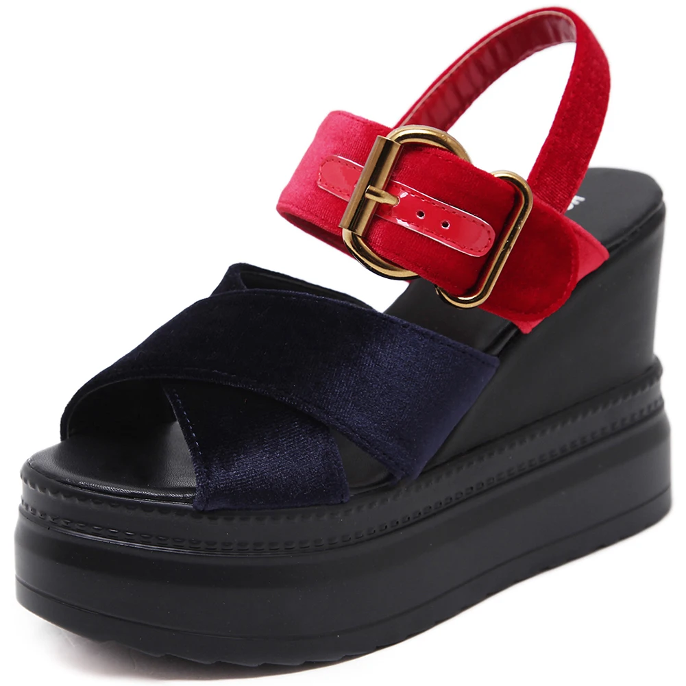 

DORATASIA Fashion High Wedges Sandals 2020 Brand Trendy mixed-color Patchwork Sandals Women Summer Platform Shoes Woman